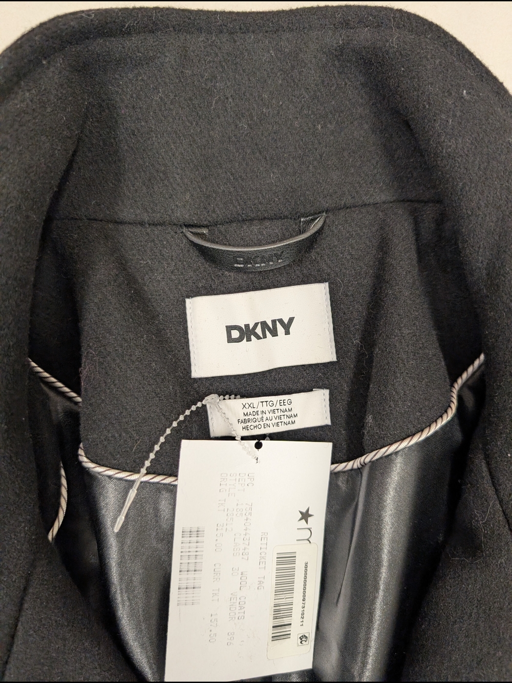 DKNY Women's Black Asymmetrical Zip Walker Coat Jacket Zip Pockets NWT Size XXL - Picture 6 of 6